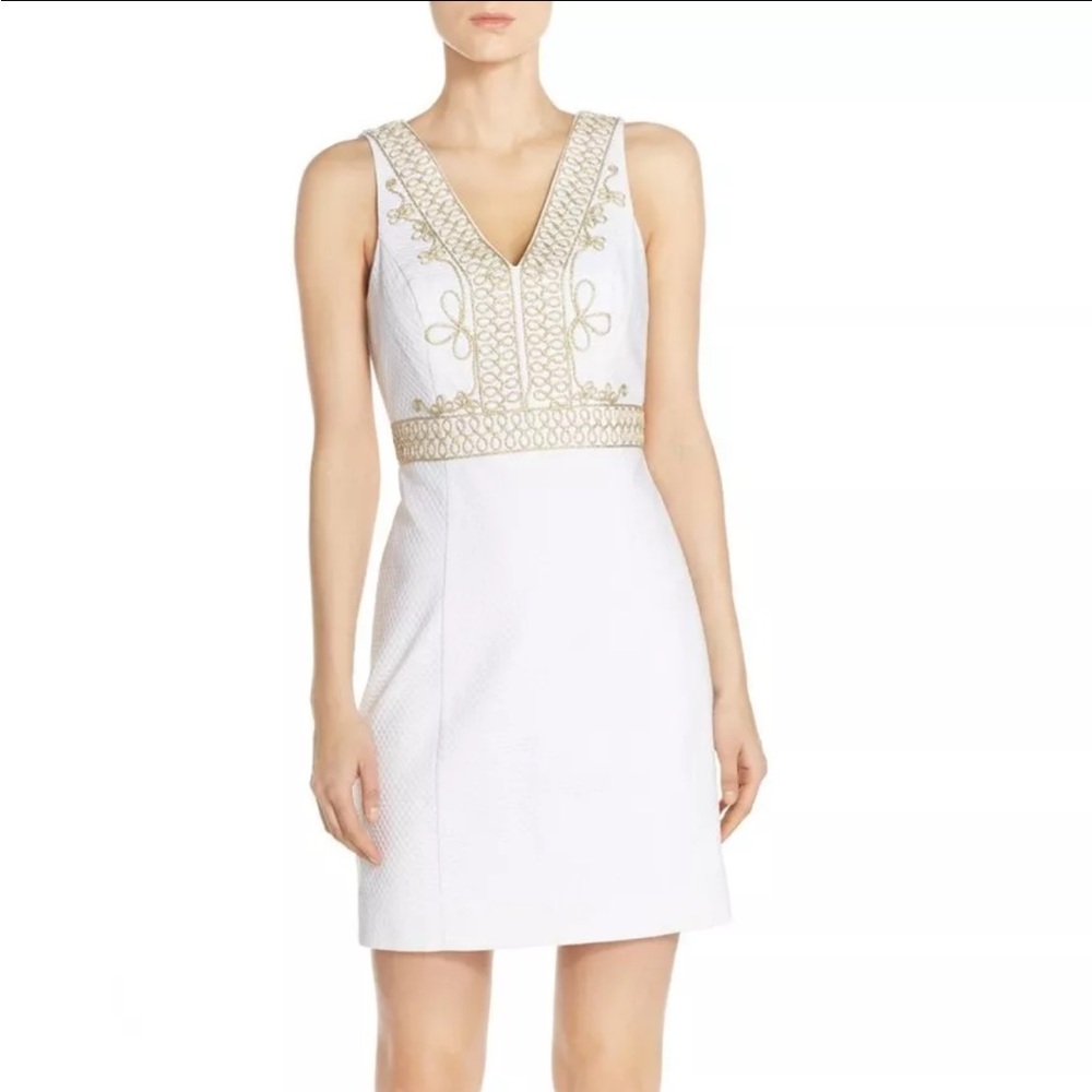 Lilly Pulitzer Aveline White and Gold Cocktail Dress